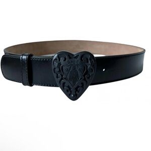 Gucci Hysteria Heart Crest Black Leather Belt